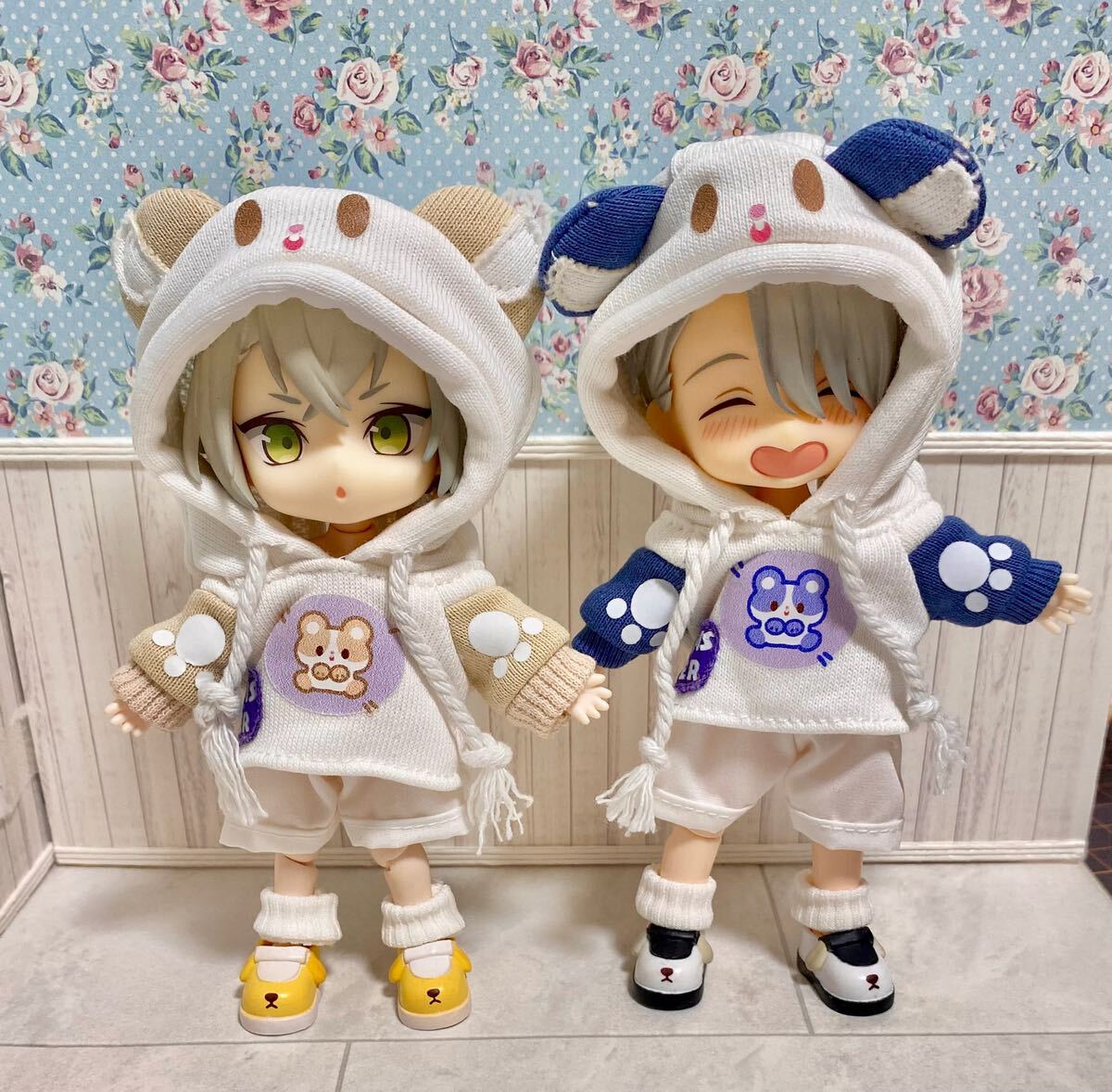 ハムスター 服 靴 セット ベージュ オビツ11 ねんどろいど どーる パーカー パンツ ピコニーモP 1/12 人形 YMY ドール スニーカー_画像3