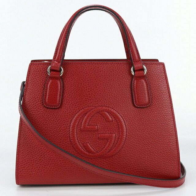 中古 グッチ トートバッグ レディース ブランド GUCCI ソーホー 2WAYトートバッグ レザー 607722 レッド バッグ_画像2