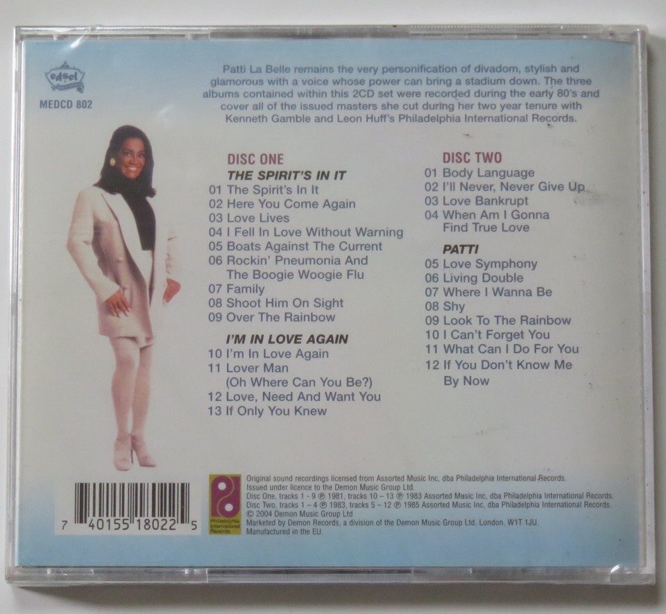 【新品未開封】PATTI LABELLE アルバム3タイトル CD2枚組 The Spirit's In Me('81) ／ I'm In Love Again('83) ／ Patti('85) 輸入盤_画像2