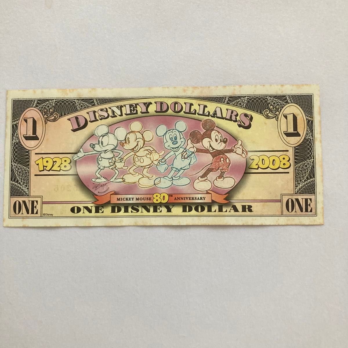 ★ディズニー　ディズニーダラー　1ドル札　ミッキー生誕80周年記念　2008年　