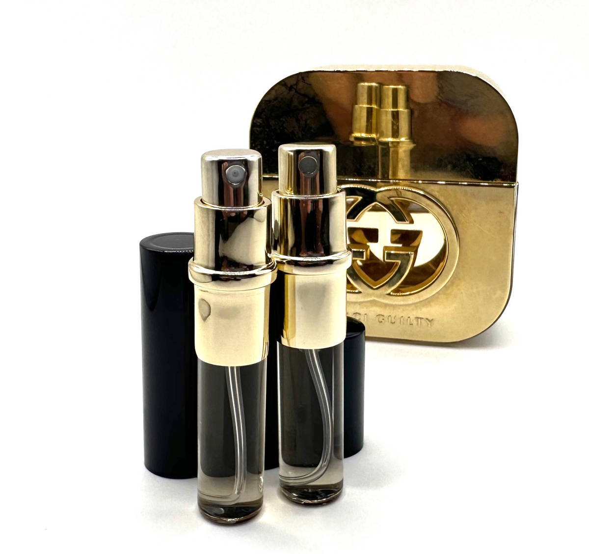 ★グッチ香水・Gucci Guilty EDT. 3.5ml入 Spray×2本セット(※フルボトルより詰替品/画像左側の小(黒色)スプレー★2本のみ出品です。)_画像2