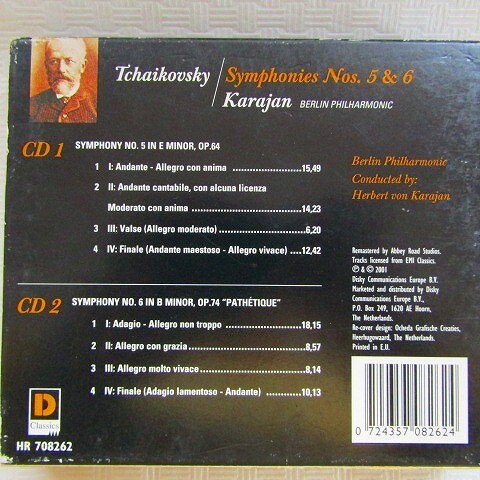 【欧盤2CD】カラヤン＆BPO「チャイコフスキー：交響曲第5,6番」1972年　2001年プレス_画像2
