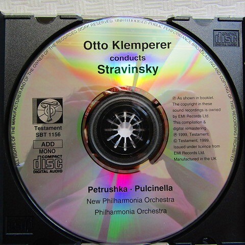【TESTAMENT】クレンペラー＆NPO「ストラヴィンスキー：ペトルーシュカ（1947年版）/プルチネルラ」1967/63年　_画像3