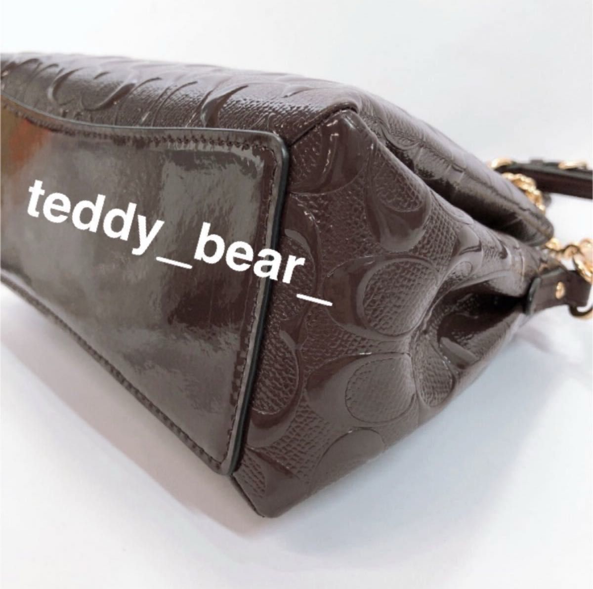 未使用に近い　美品　レア　コーチ　COACH ハンドバッグ　ショルダーバッグ　シグネチャー　パテント　エナメル　2way