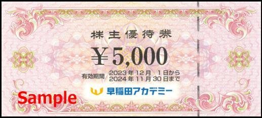 ◆11-02◆早稲田アカデミー 株主優待券 (早稲アカ 株主優待5000円券) 2枚set-C◆の画像1