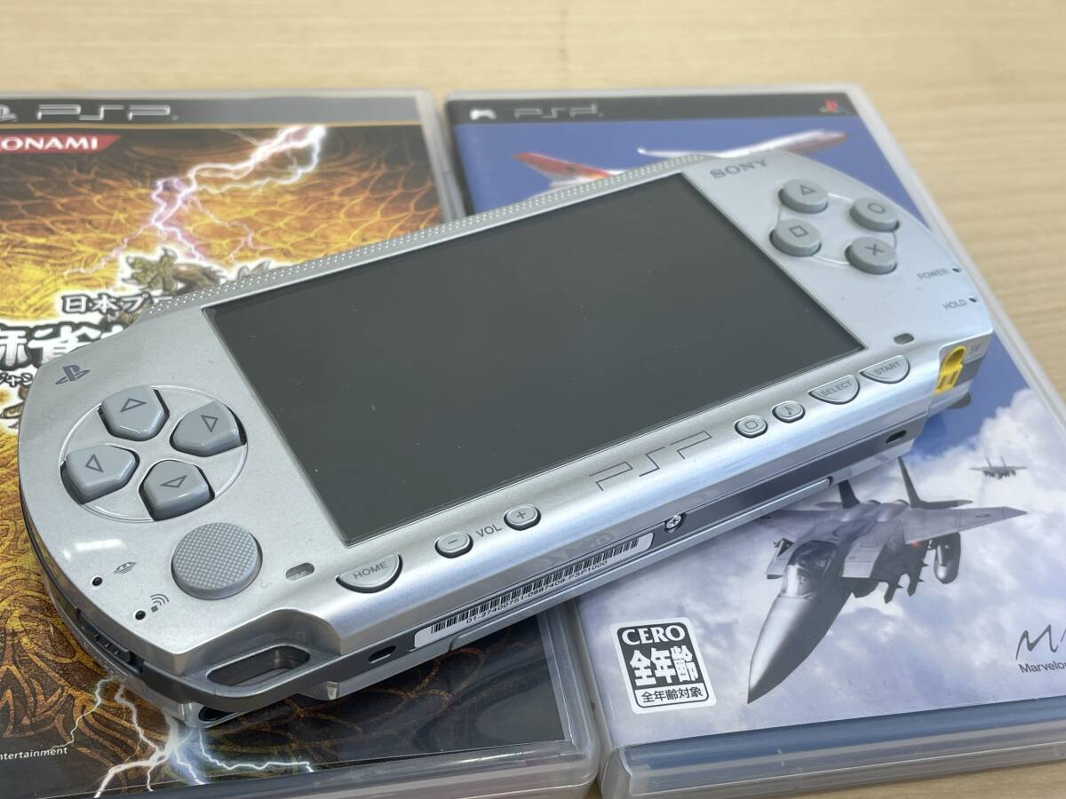 1円 ～ 中古品 SONY PSP 1000 シルバー 本体 バッテリー＆充電器付 すぐ遊べるセット 麻雀 パイロット ソフト付き_画像5