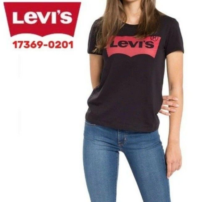 新品 リーバイス(Levi's) バットウイング ロゴ Tシャツ JP/L(US/M) ブラック 定価3,300円 ウィメンズ