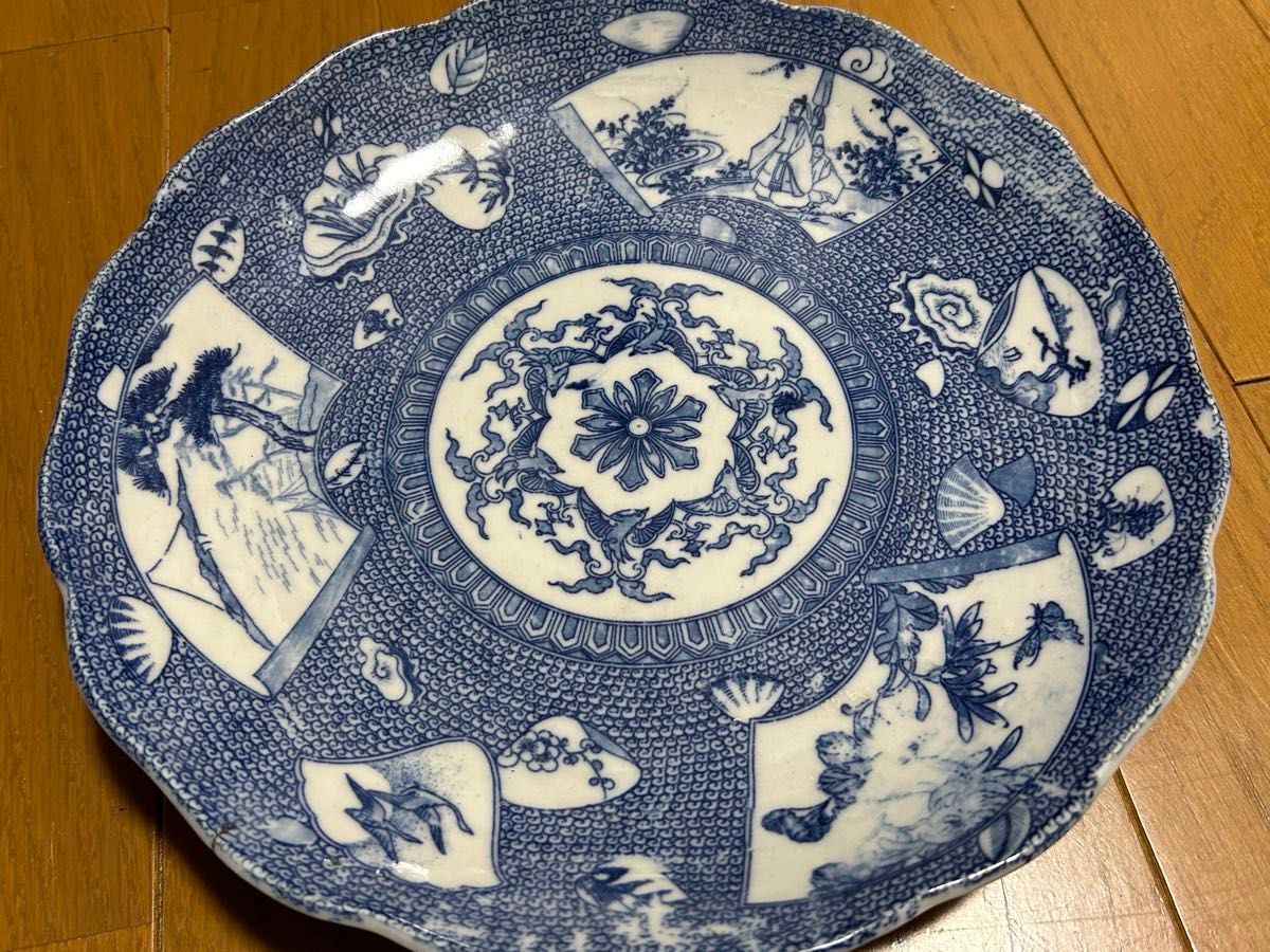 骨董品 菓子鉢 約50年前 鶴 大皿 鳳凰 2枚セット アンティーク 骨董品 菓子鉢 約50年前 鶴 大皿 鳳凰 2枚セット アンティーク