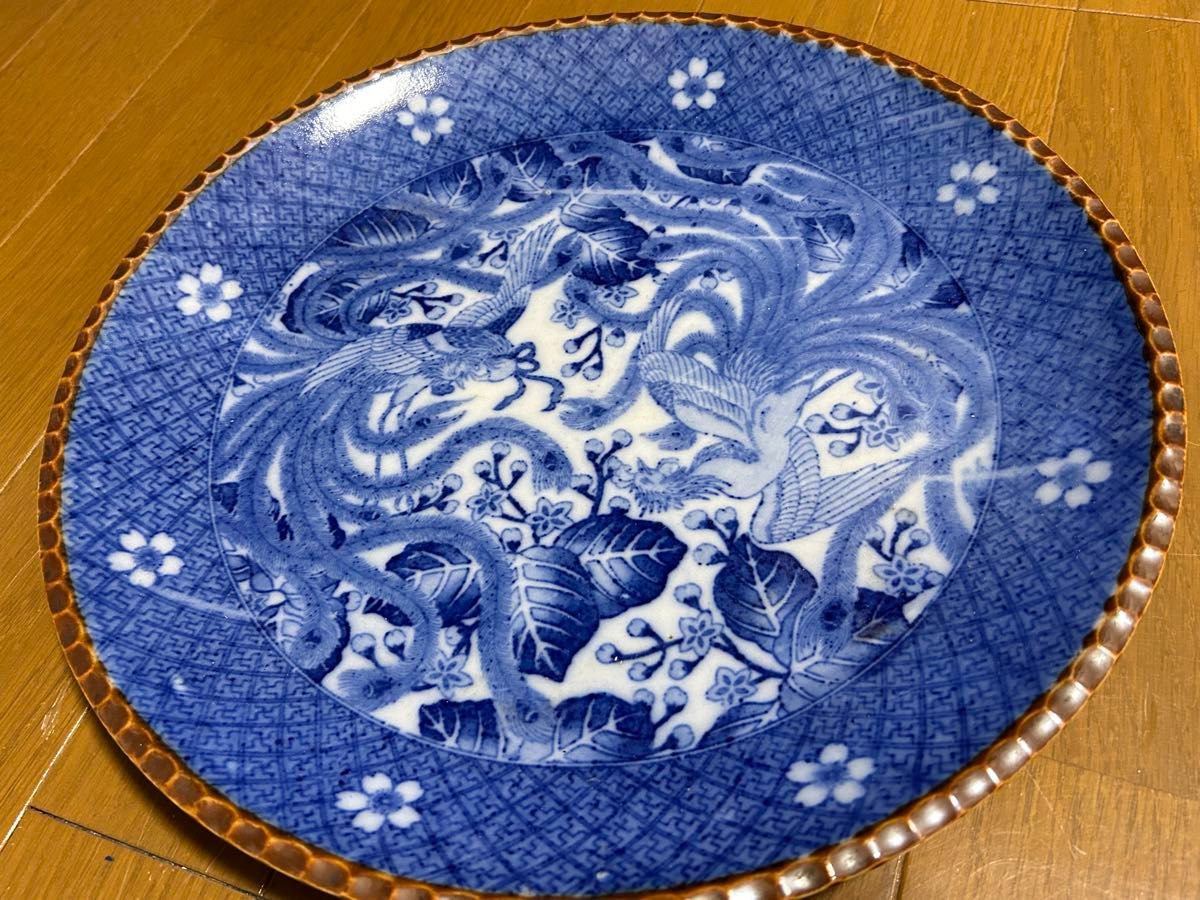 骨董品 菓子鉢 約50年前 鶴 大皿 鳳凰 2枚セット アンティーク 骨董品 菓子鉢 約50年前 鶴 大皿 鳳凰 2枚セット アンティーク