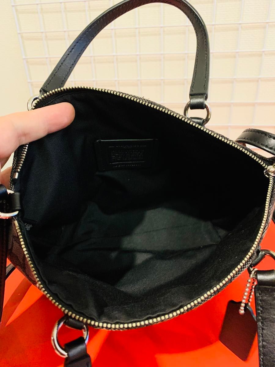 【訳あり美品】COACH コーチ シグネチャー 2way ショルダーバッグ　トートバッグ　レザーキャン　ミニサイズ　男女兼用