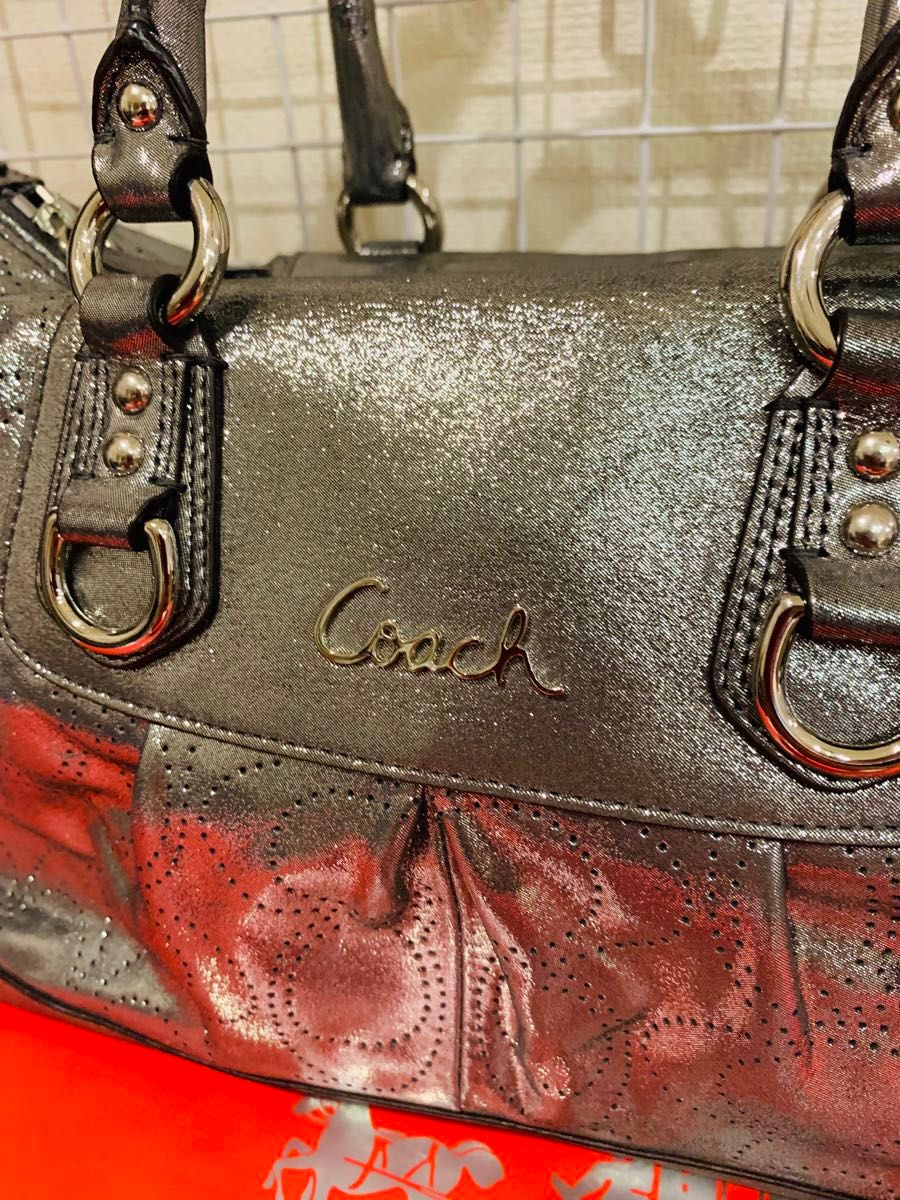 【美品】COACH コーチ シグネチャー 2way ショルダーバッグ　トートバッグ　レザーナイロン　