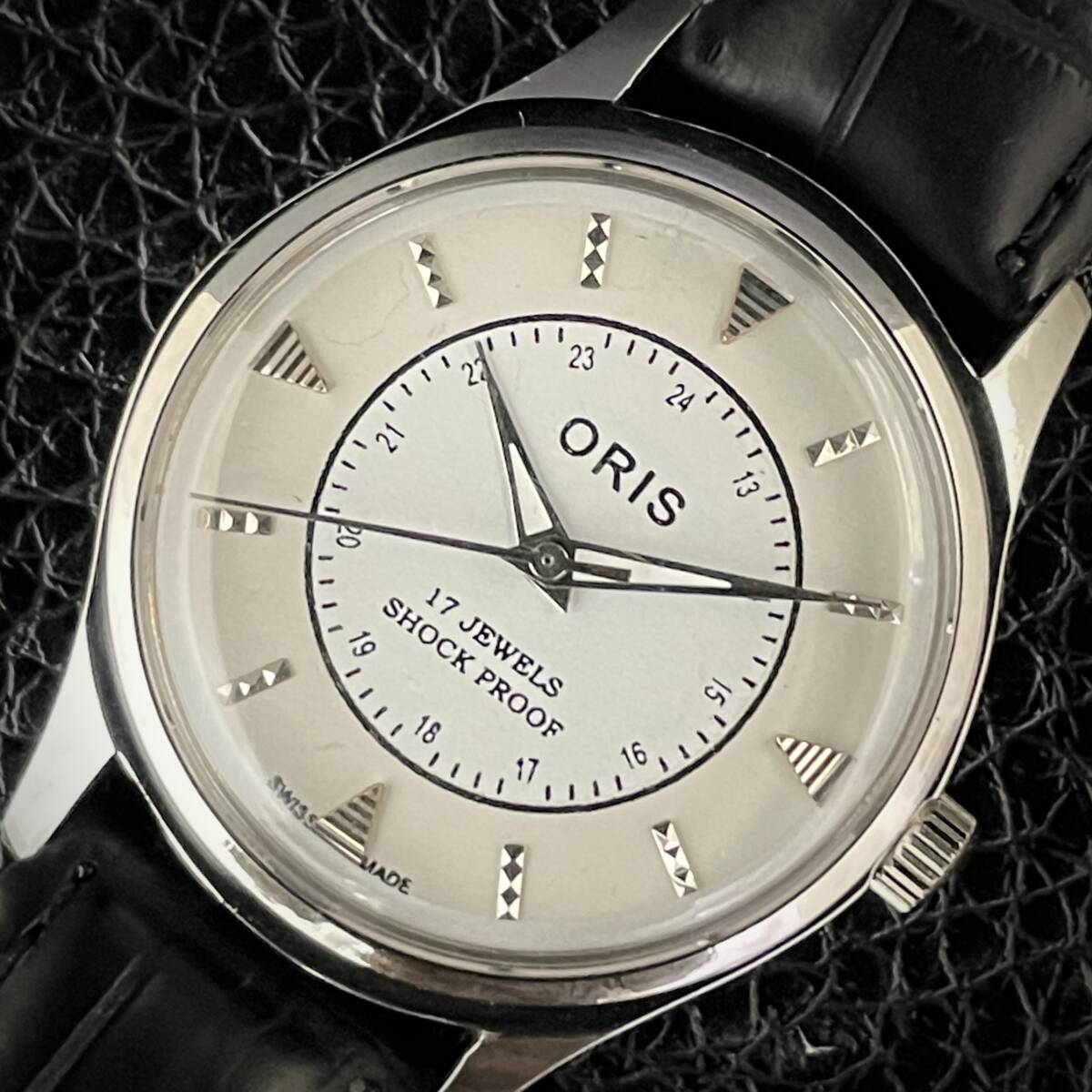◆激熱人気◆ 美品 ORIS オリス 1970'S ヴィンテージ 腕時計 メンズ手巻き アンティーク スイス 文字盤ホワイトツートン 7_画像1