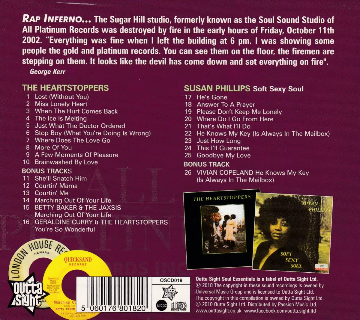 Rare Groove/甘茶ソウル■THE HEARTSTOPPERS + SUSAN PHILLIPS (1971 + 1971 +7bonus) 2LP on 1CD レア廃盤 AtoZディスクガイド掲載作!!の画像2