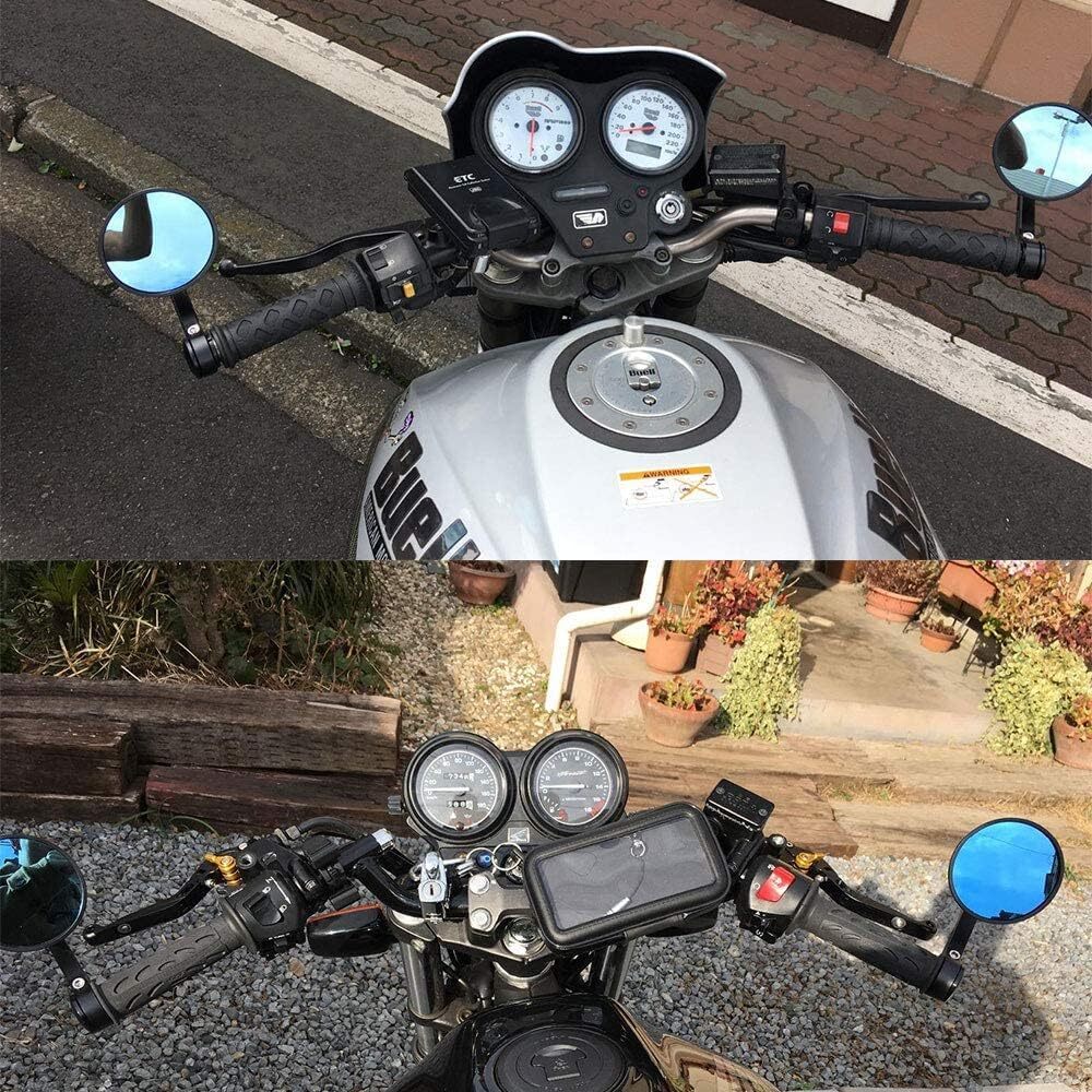 日常使い 高品質 バイクミラー 汎用バーエンドミラー ハンドルミラー（丸形）ブラ_画像7