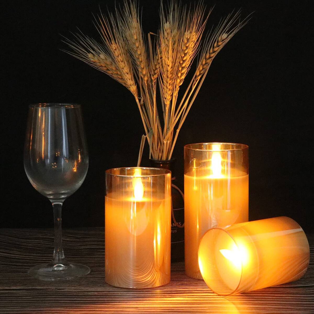  recommendation *LED candle light 3 point set Gold glass durability eminent navy blue 