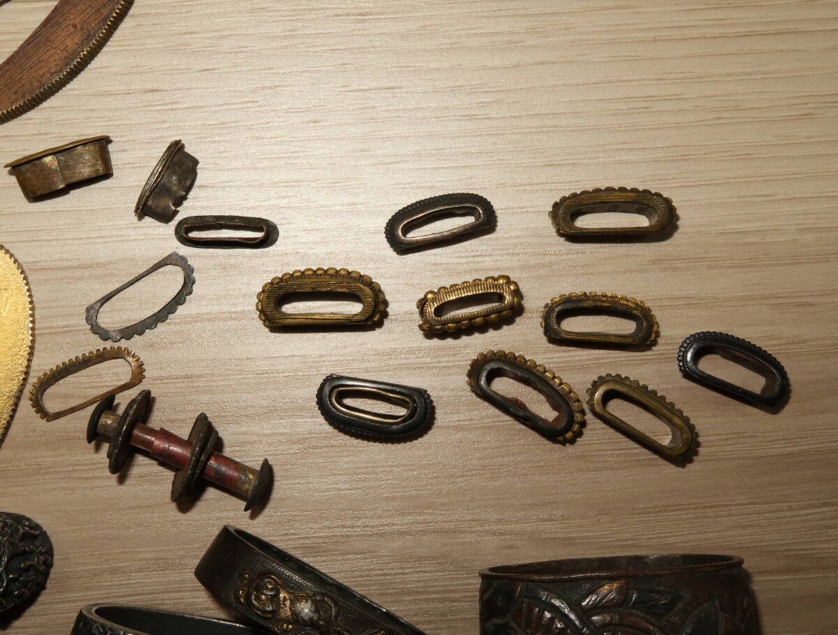  sword fittings various. guard on sword... cut feather. seat dome. other.. sword . sword fittings netsuke armor 