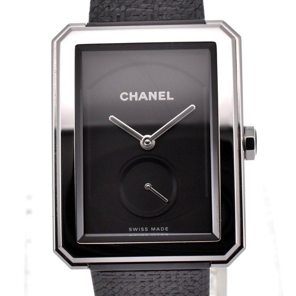 △ シャネル CHANEL H5201 ボーイフレンド ツイード スモールセコンド 手巻き レディース 美品 箱付き H#128605_画像1