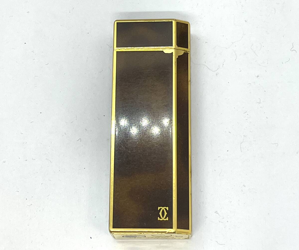 Cartier カルティエ ガスライター G68860 ペンタゴン 五角形 喫煙具 ブラウン×ゴールド色 ギャランティ付き_画像2