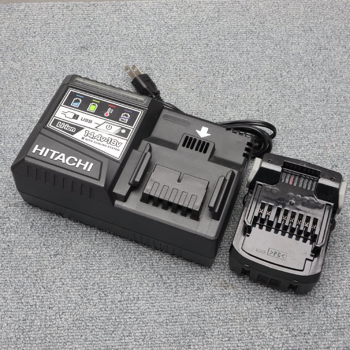 【工具等】HITACHI（日立工機）　14.4V 4.0Ah バッテリー BSL1440 急速充電器 UC18YSL3　中古品_画像1