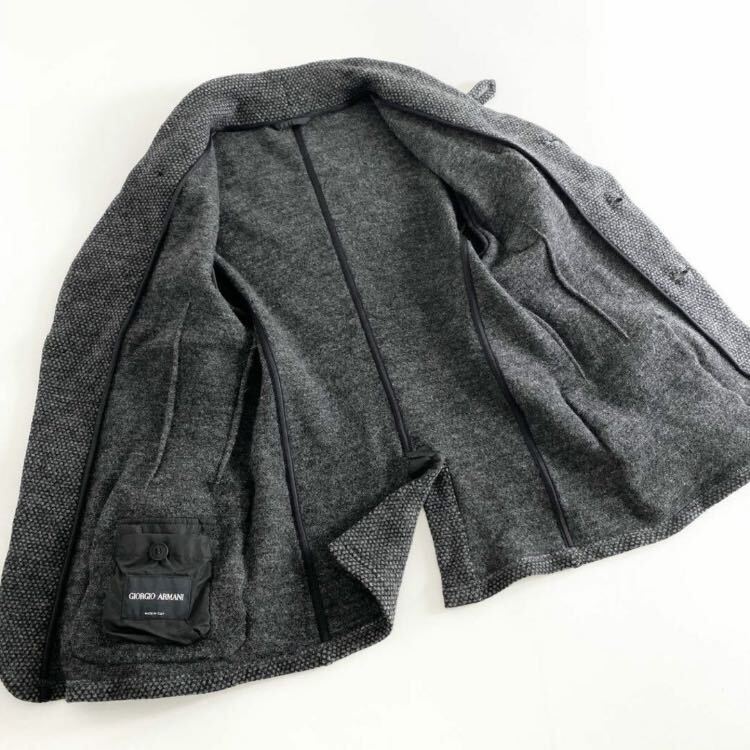 ◯ 11d23 GIORGIO ARMANI ジョルジオアルマーニ MAN JACKET ウールジャケット 46 グレー ブラック ベロア イタリア製_画像3