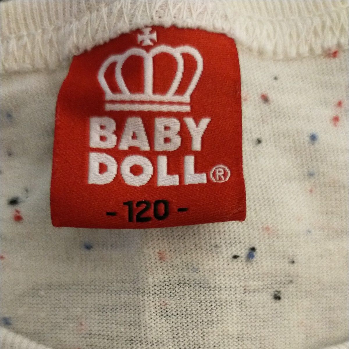 ベビド☆チェック柄長袖Tシャツ　生成り 120/お揃い可能 90別出品中 ベビードールBABYDOLL  バックプリント　ロンT