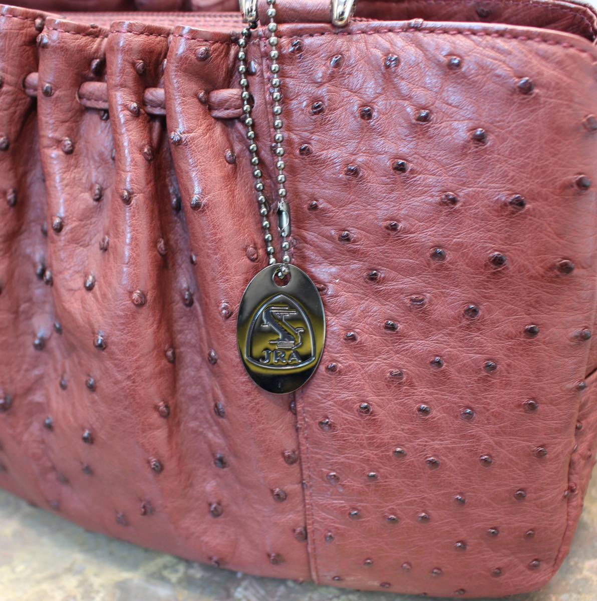 JRA MARC OSTRICH LEATHER HAND BAG MADE IN JAPAN/JRAマーク付オーストリッチレザーハンドバッグ_画像2