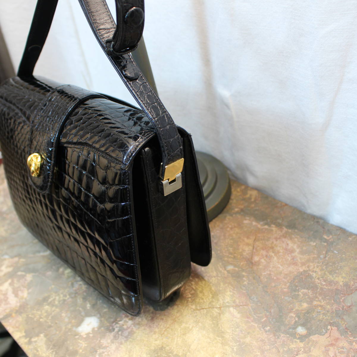 JRA MARC CROCODILE LEATHER SHOULDER BAG/JRAマーク付クロコダイルレザーショルダーバッグ