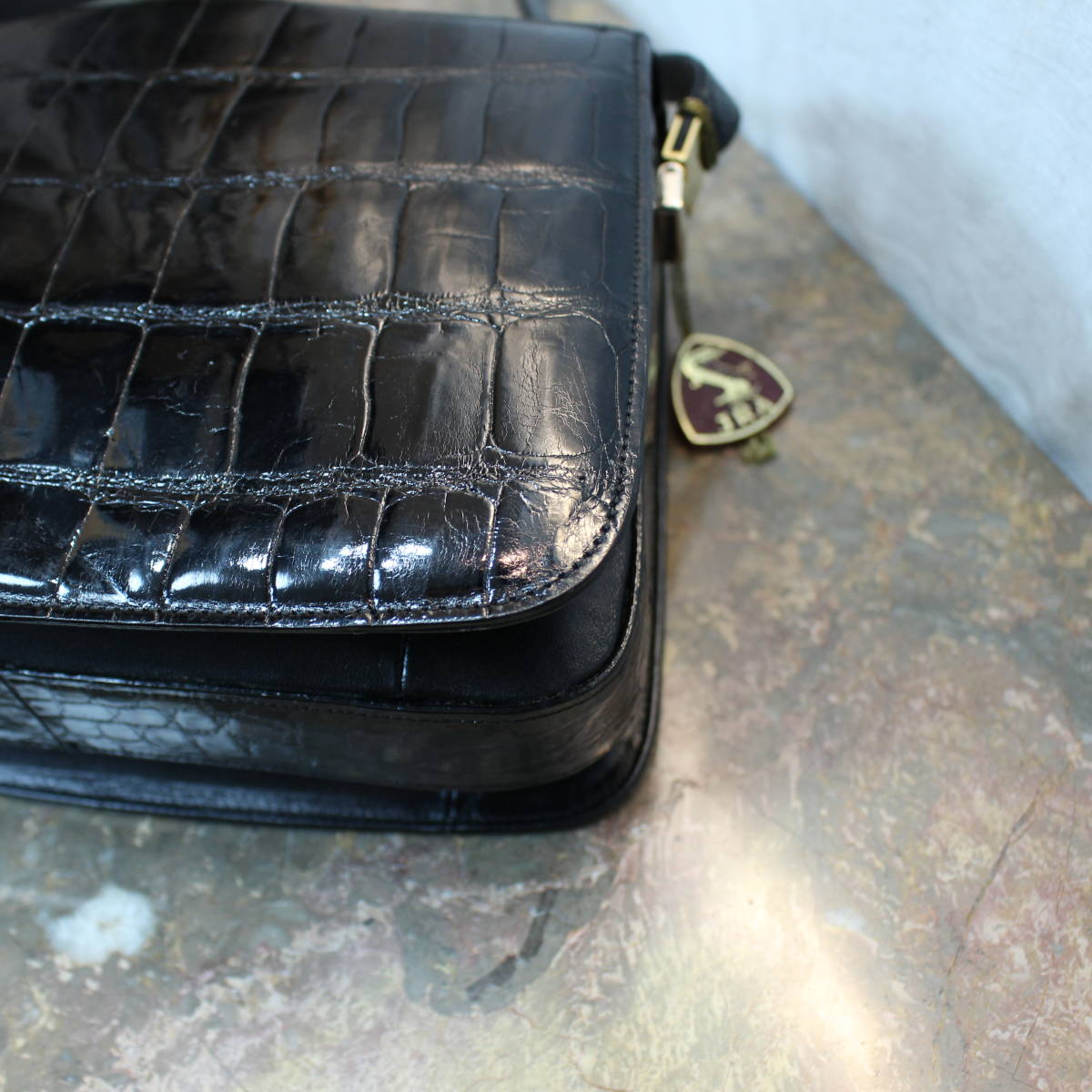 JRA MARC CROCODILE LEATHER SHOULDER BAG/JRAマーク付クロコダイルレザーショルダーバッグ