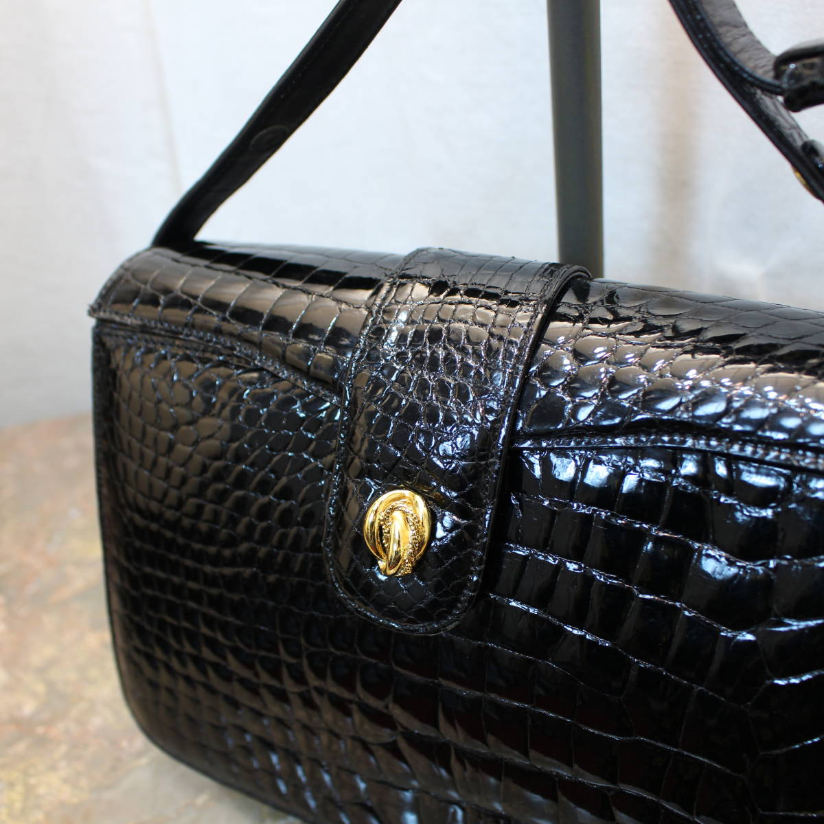 JRA MARC CROCODILE LEATHER SHOULDER BAG/JRAマーク付クロコダイルレザーショルダーバッグ