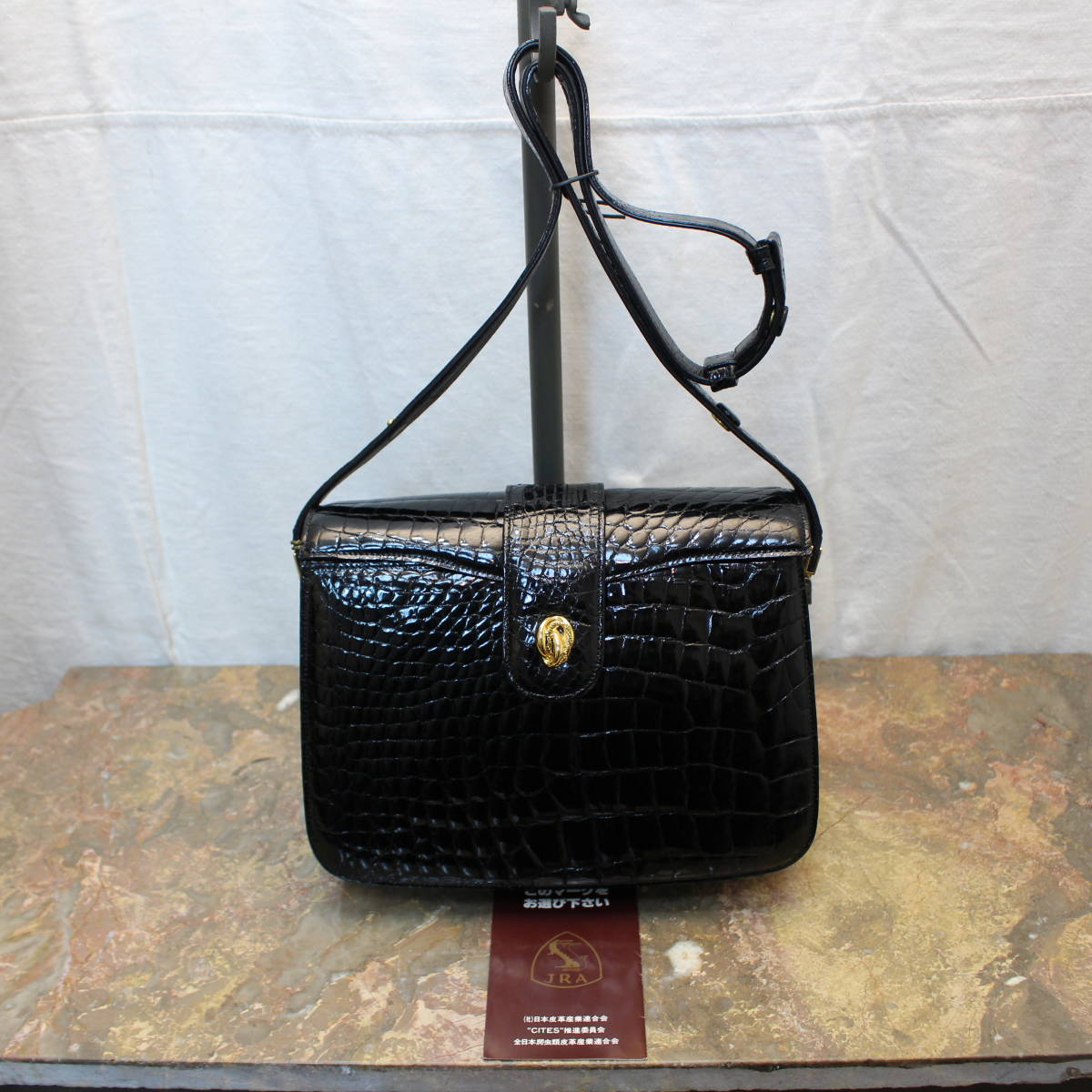 JRA MARC CROCODILE LEATHER SHOULDER BAG/JRAマーク付クロコダイルレザーショルダーバッグ