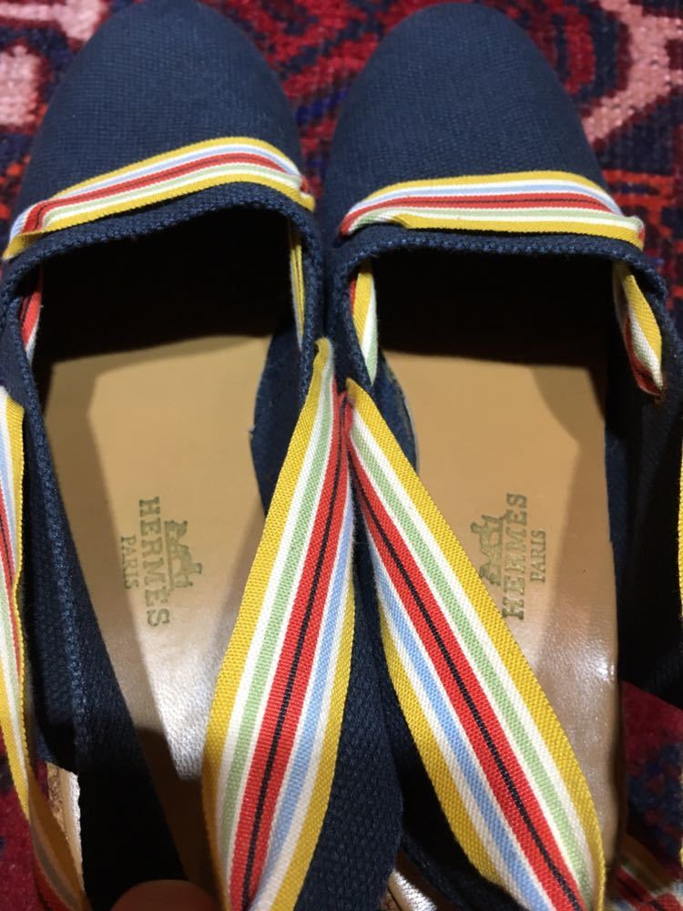 HERMES PLAT FORM RIBBON ESPADORILLES MADE IN SPAIN/エルメス