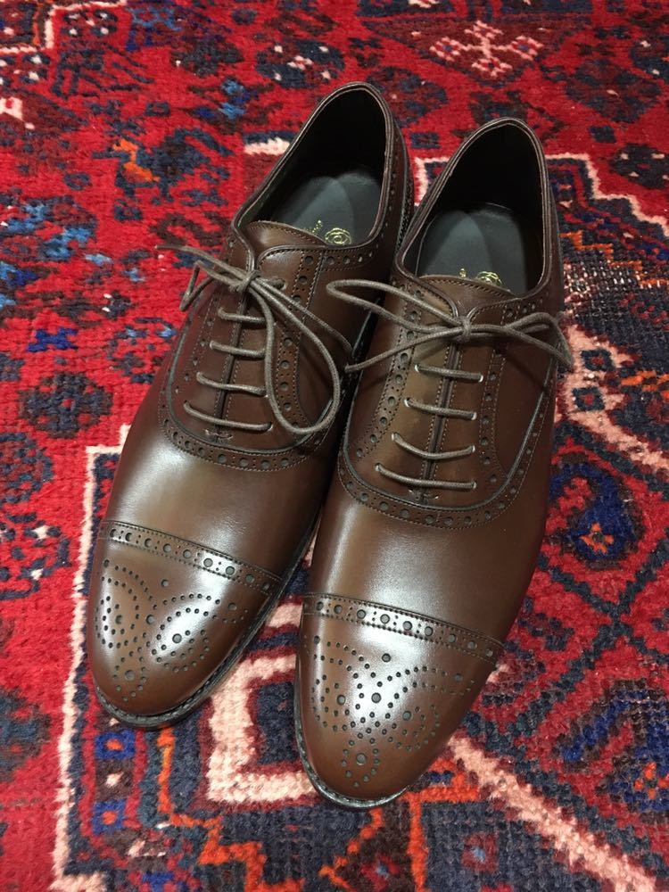  новый товар не использовался три . гора длина LEATHER BROGUE SHOES MADE IN JAPAN/ солнечный youya вставка .u кожа semi blow g обувь 6