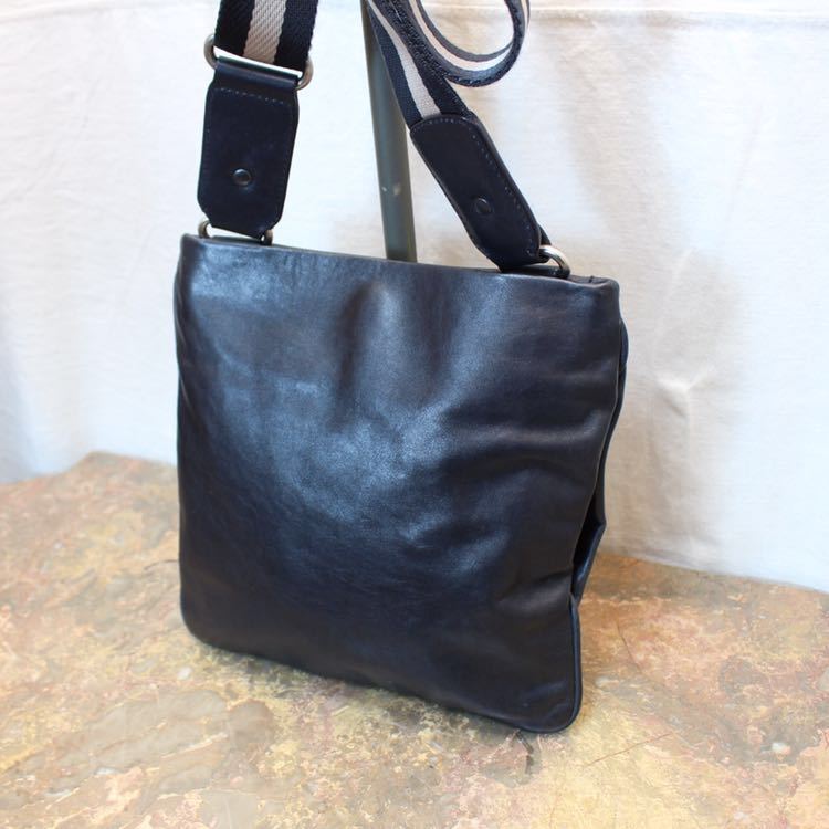 BALLY LINE LEATHER SHOULDER BAG MADE IN SWITZERLAND/バリーライン
