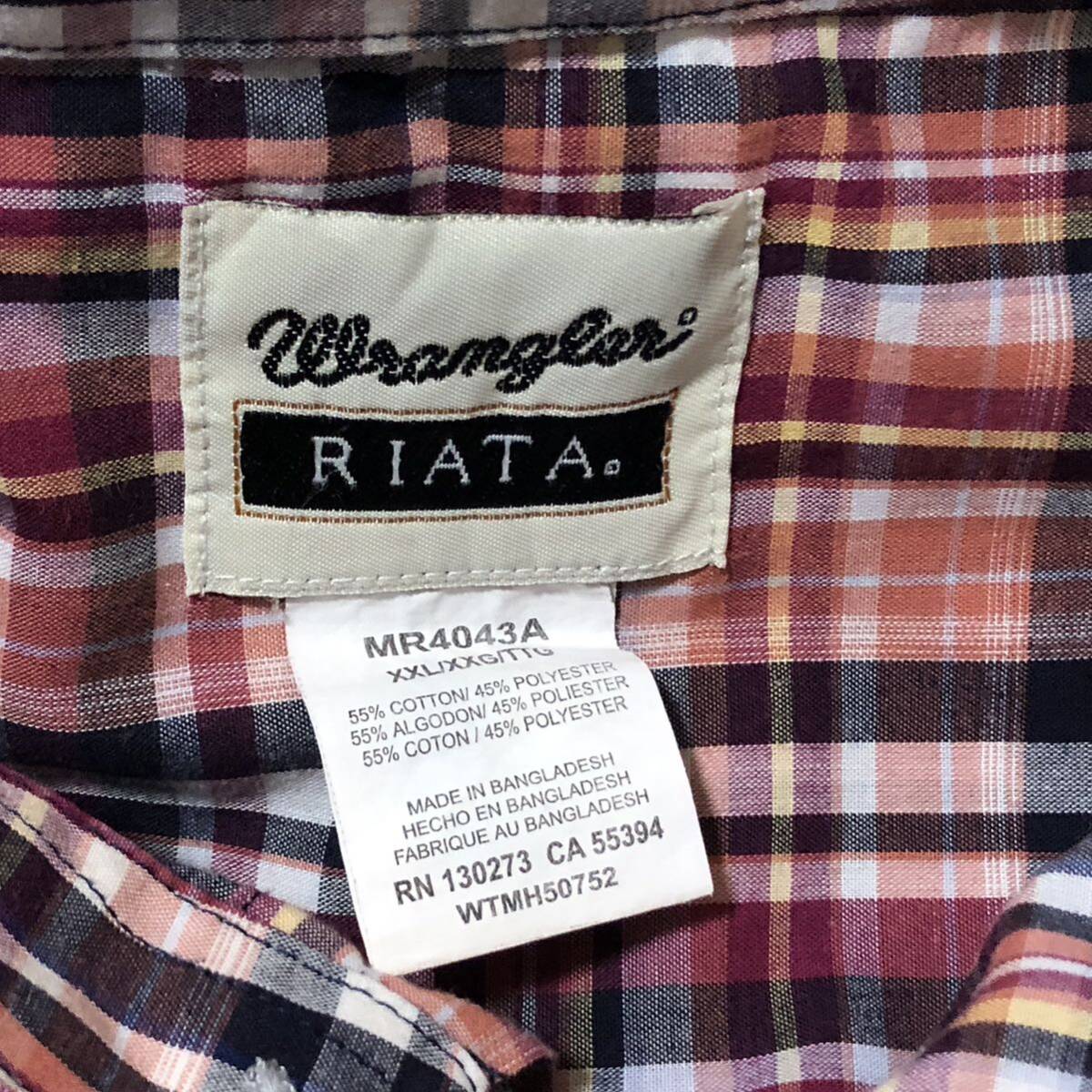 【送料無料】Wrangler RIATA半袖シャツ　チェック柄　メンズXXLサイズ　ラングラー_画像5