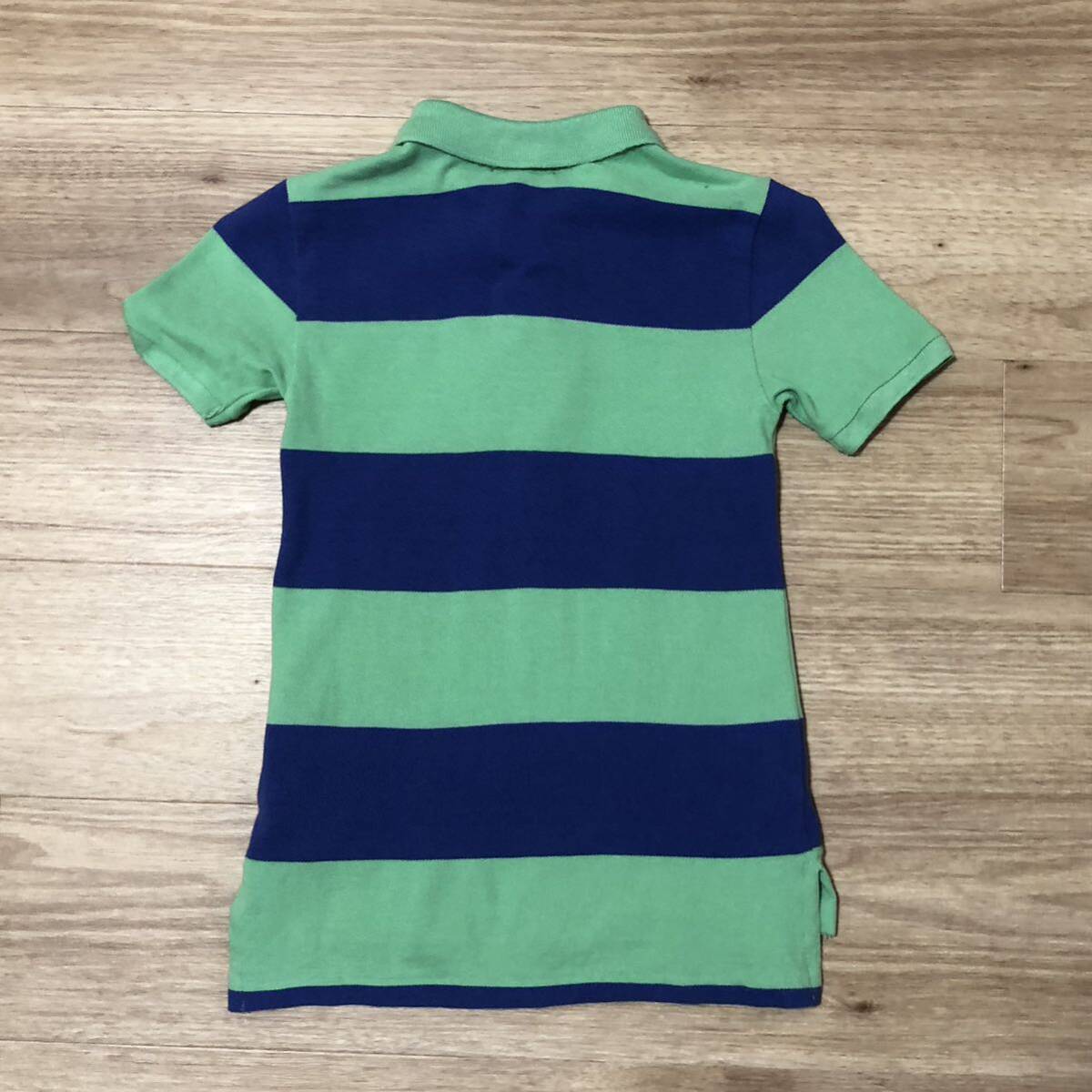 POLO RALPH LAUREN 半袖 ポロシャツ 緑青ボーダー柄 キッズ6 POLO RALPH LAUREN 半袖 ポロシャツ 緑青ボーダー柄 キッズ6