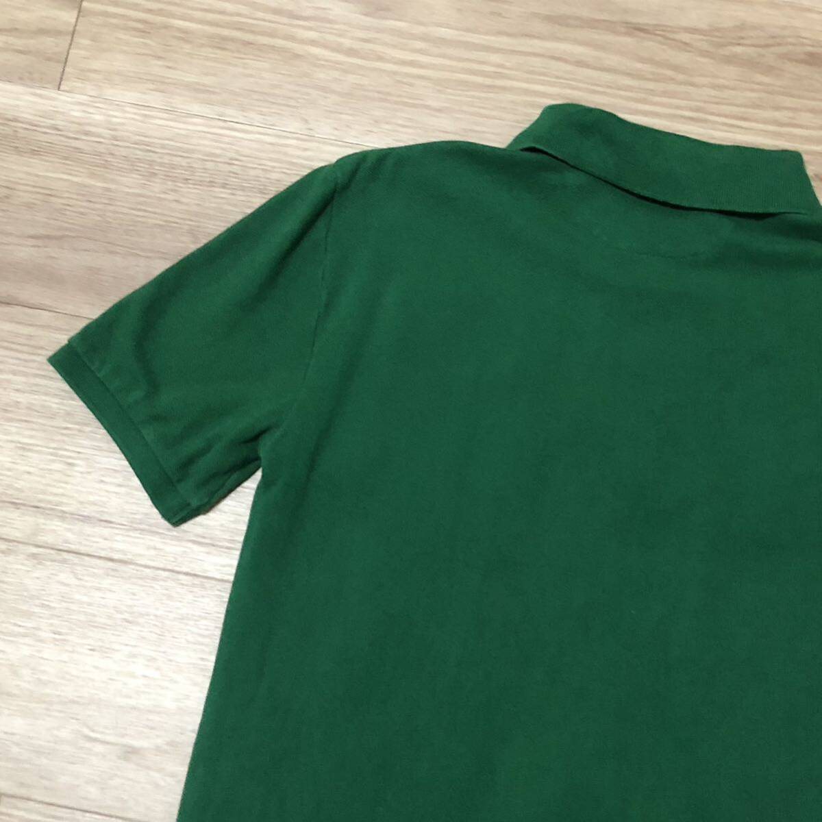 【送料無料】POLO RALPH LAUREN 半袖ポロシャツ 緑白ビッグポニー刺繍　レディースLサイズ　ポロラルフローレン