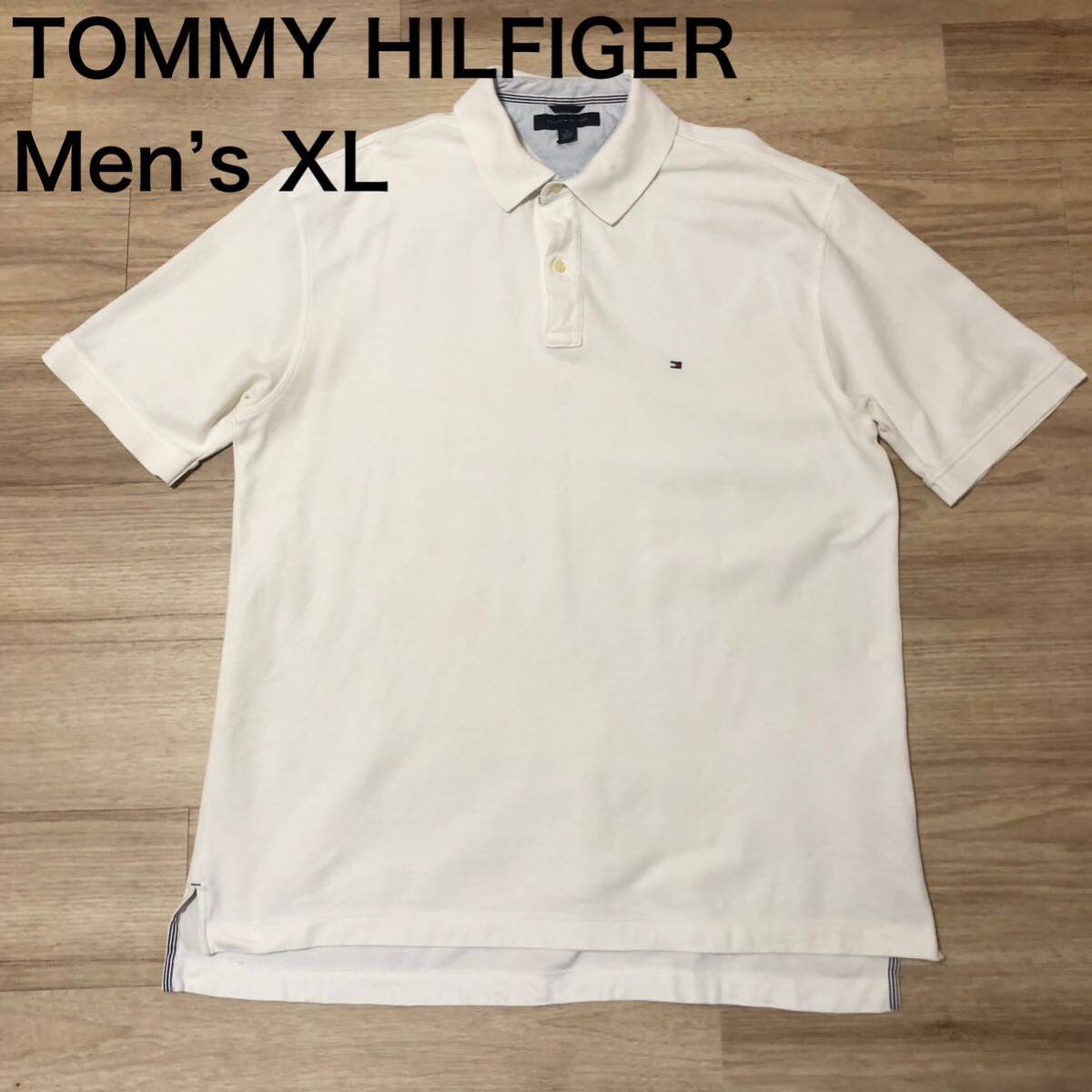 【送料無料】TOMMY HILFIGER半袖ポロシャツ 白 メンズXLサイズ　トミーヒルフィガー