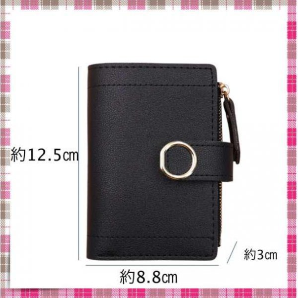 二つ折り財布 ミニ財布 黒 レディース 上品 シンプル 高見え コンパクト_画像5