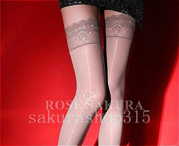 K029 super lustre sexy garter stockings gray gloss . knee-high .. pattern garter belt un- necessary grey knees on beautiful legs Rosesakura