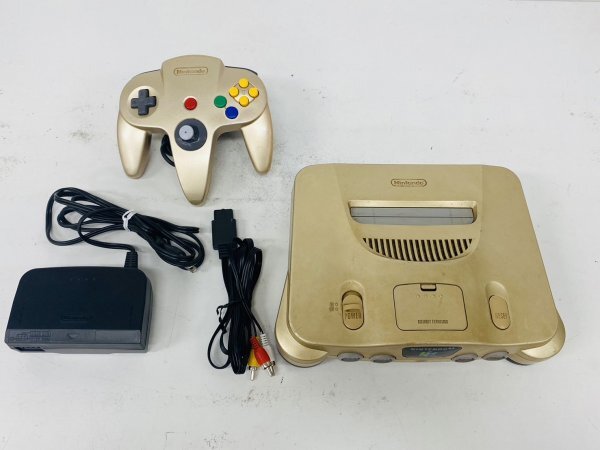 【動作確認済み・送料無料】Nintendo 64 ゴールド 金 本体 コントローラー ACアダプタ AVケーブル NUS-001 ニンテンドー_画像1