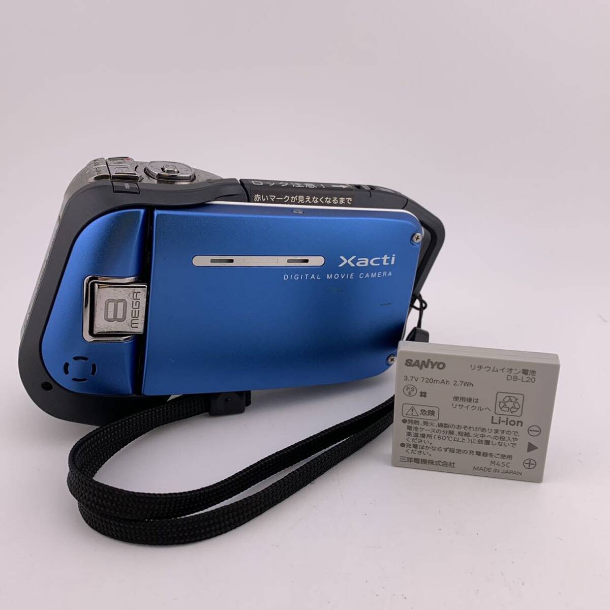 SANYO WATERPROOF Xacti DIGITAL MOVIE CAMERA blue battery * electrification * operation not yet verification [S81269-696]