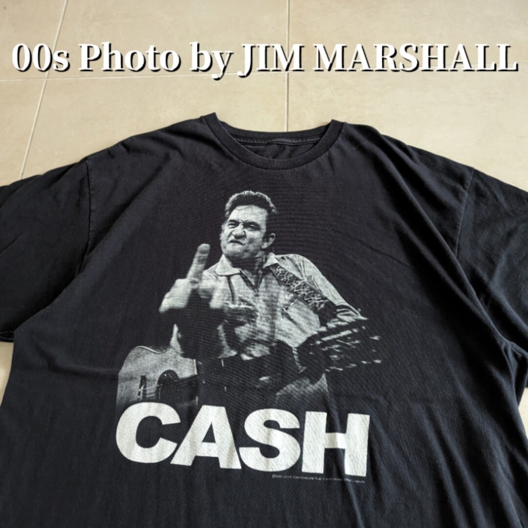 00s 写真家　JIM MARSHALL　Johnny　Cash　　Tシャツ フェードブラック フォト　XL_画像1