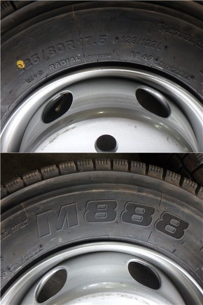 H45 新品 送料無料【225/80R17.5】ブリヂストン M888 ミックスタイヤ ホイールセット 6本 17.5×6.00 6H 135-12 Stron-G RTG製_画像10