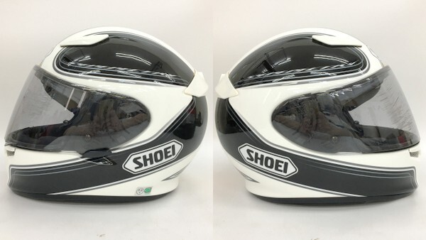 SHOEI Z-6 SYMMETRY フルフェイスヘルメット 外装美品 オートバイ ライディング Sサイズ ホワイト/イエロー ショウエイ バイク用 N19026H●の画像4