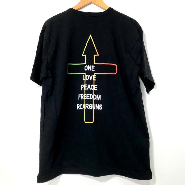 roarguns A.CTN CROSS RAIBOW クロスレインボープリント Tシャツ 半袖カットソー サイズ3 Lサイズ相当 黒 ロアーガンズ トップス A2082◆_画像2