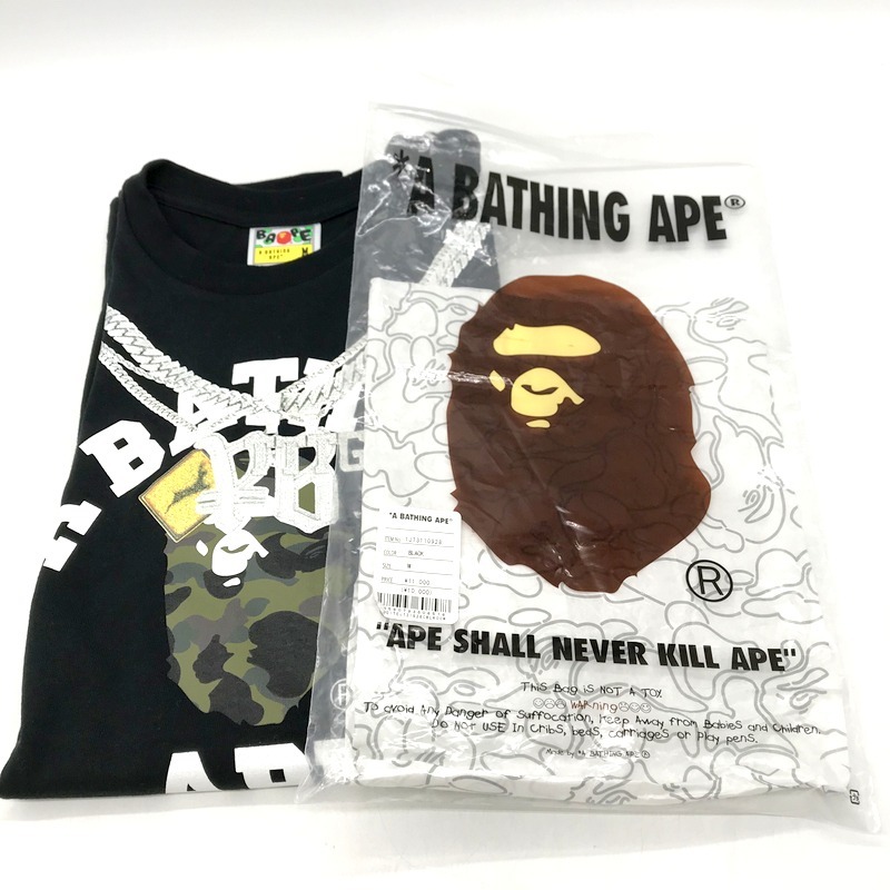 A BATHING APE Tシャツ 美品 001TEJ731928C Yellow Bucks THE HOPE 半袖 限定 プリント ロゴ M アベイジングエイプ トップス A10213◆_画像8