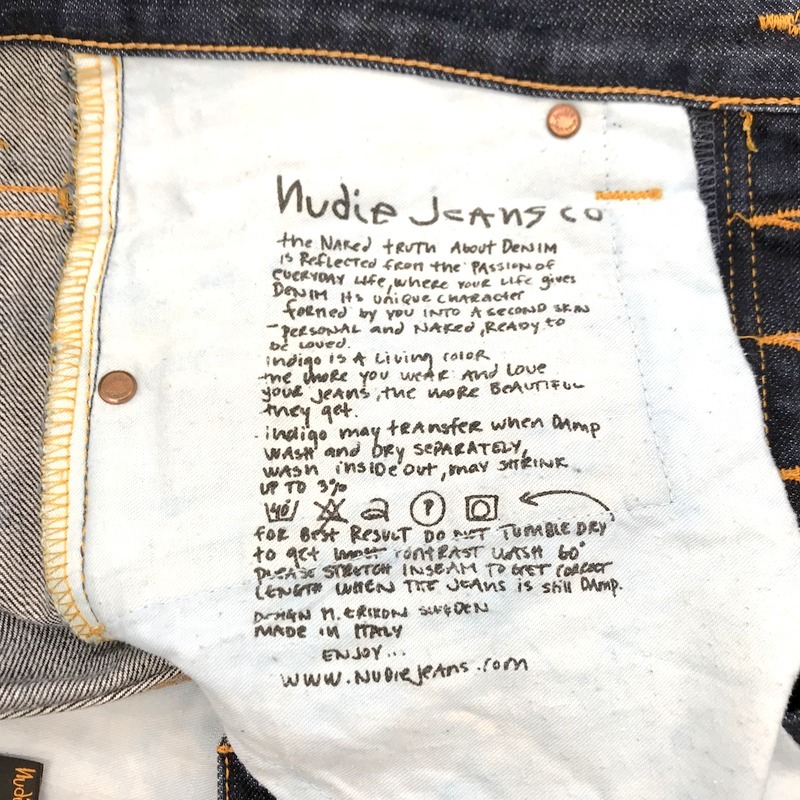 Nudie Jeans デニムパンツ Gパン ジーンズ ストレートパンツ 無地 古着 メンズ サイズ30 M相当 ヌーディージーンズ ボトムス A10222◆_画像7