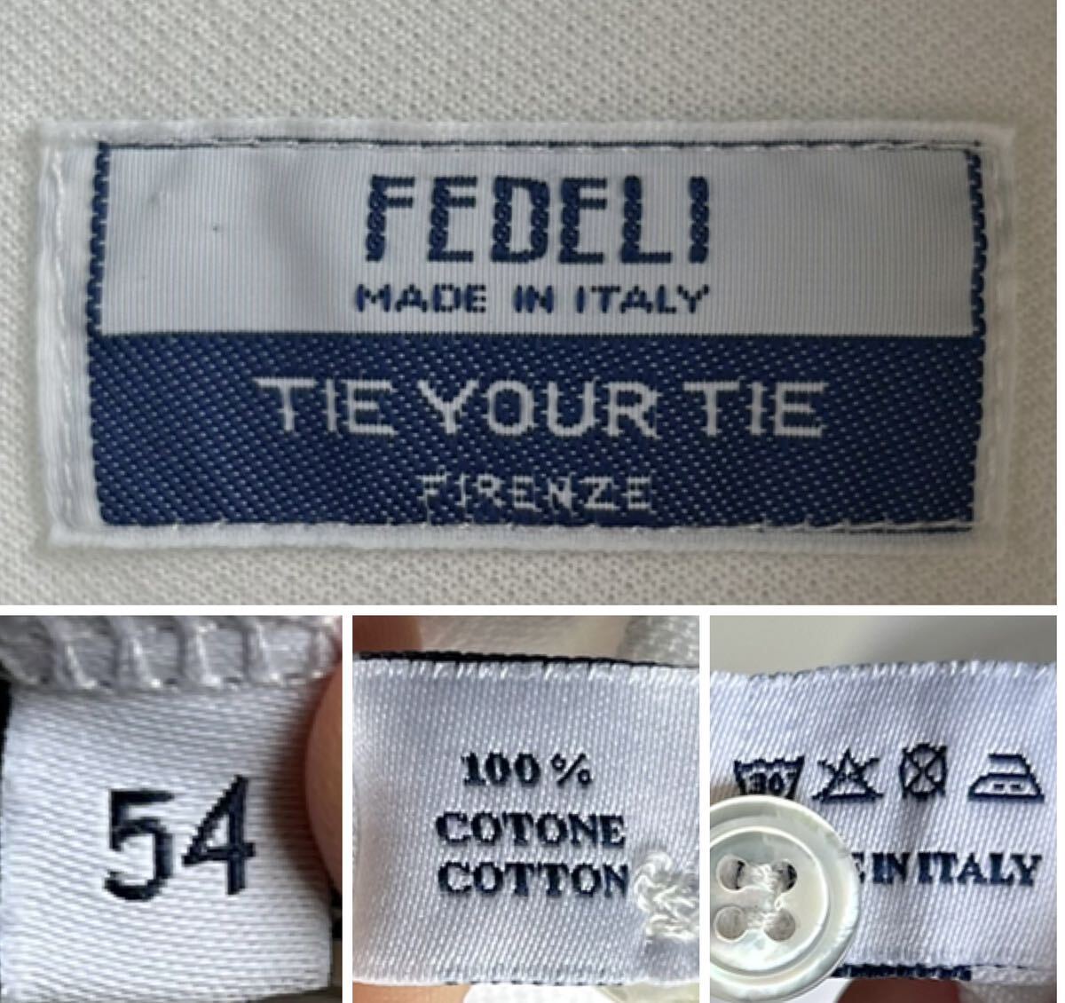 【極美品】FEDELI ポロシャツ TIE YOUR TIE別注 メンズ 54 白 ホワイト 鹿の子素材 イタリア製 フェデリ タイ ユア タイ_画像4