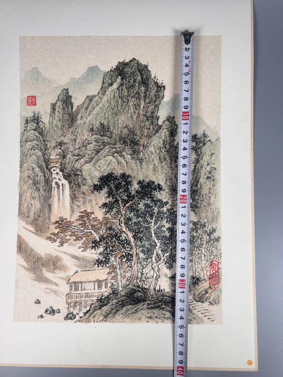 風景画 水墨画 肉筆 インテリア 真作 中国美術 水彩 「山水図」蒼山秀水 中国古美術 骨董 美術品 箱なしの画像10