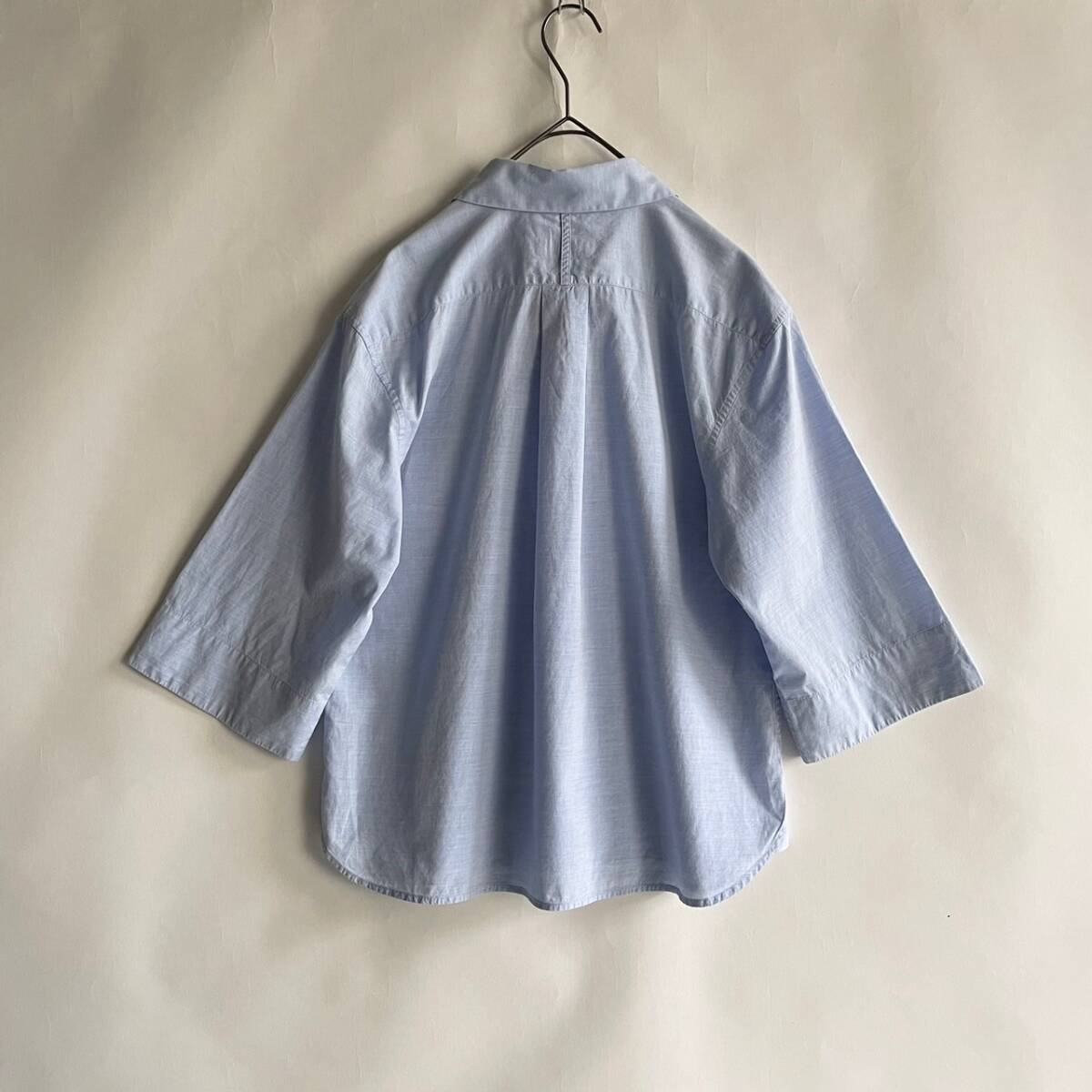 【美品】 MARGARET HOWELL マーガレットハウエル ブラウス プルオーバー シャツ レギュラーカラー コットン 綿 19SS ブルー size Ⅱ sk_画像2